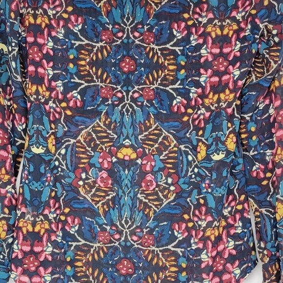 Converse All Star Womens Floral Blouse XS Sheer Chiffon Boho Hippie Oversized - Picture 3 of 13